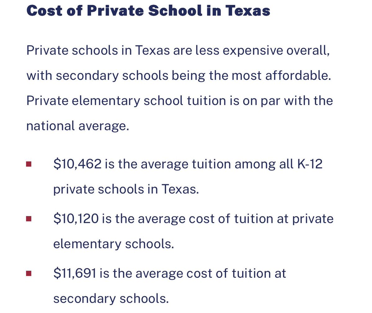 Education Savings Accounts are vouchers with a value of $8k in Tx.  

Families will have to supplement funds for tuition, uniforms, books, tech, fees and transportation.    

This is about income levels not parent choice. 

educationdata.org/average-cost-o…