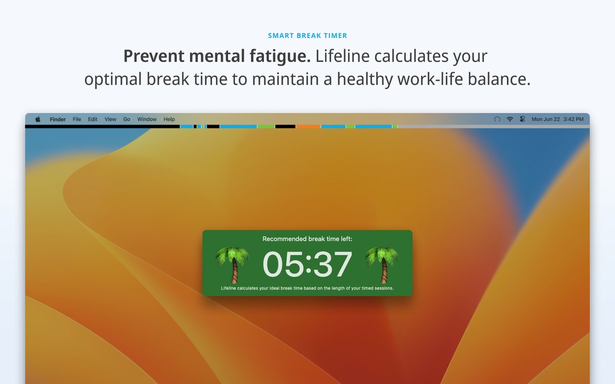 getsaent's tweet photo. Need more focus and calming breaks during your workday? Try our #Pomodoro timer app, Lifeline! 🍅 

New version with upgraded UX out now—visual progress bar, smart break timer, easy time-tracking, and meeting support. 🤩 Get it on the macOS App Store: https://t.co/cDGTWHliZS https://t.co/LkjX8ImtiK