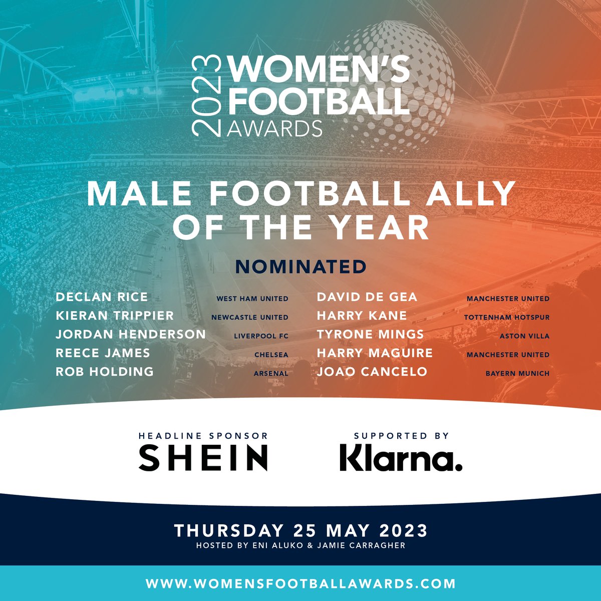 _WFAs's tweet image. ⚡Your #WFAs2023 Male Football Ally of the Year shortlist⚡

Vote now 👉 bit.ly/3zvXn0c

#WFAs