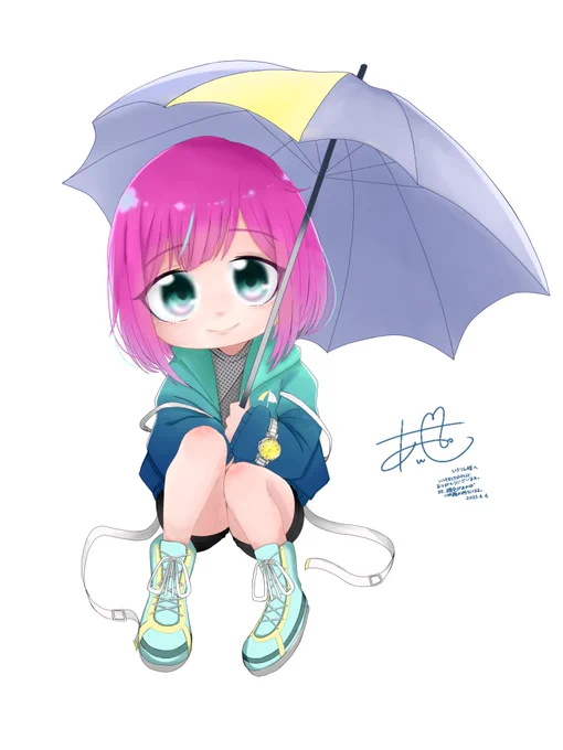 彩さん( )にうちの娘の雨楽ちゃんを描いていただきました〜! めちゃめちゃかわいい…  依頼通りかつ迅速な対応ありがとうございました〜!! またよろしくお願いしますヽ(*'∀`)