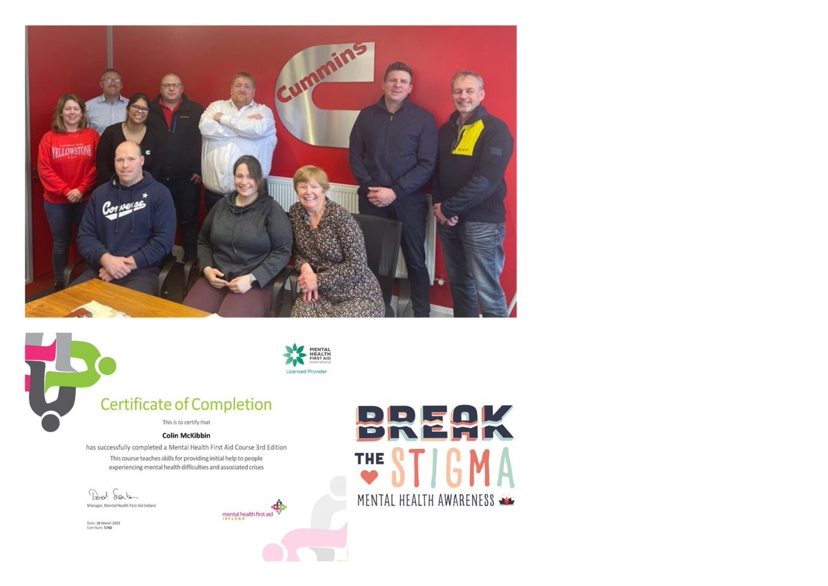 pm_power's tweet image. Let’s talk about Mental Health

Thank you to Cummins for inviting our Joint Managing Director – Colin McKibbin to attend the recent two day Mental Health First Aid Course at their Irish Headquarters in Dublin.

pmpower.com/2023/04/lets-t…