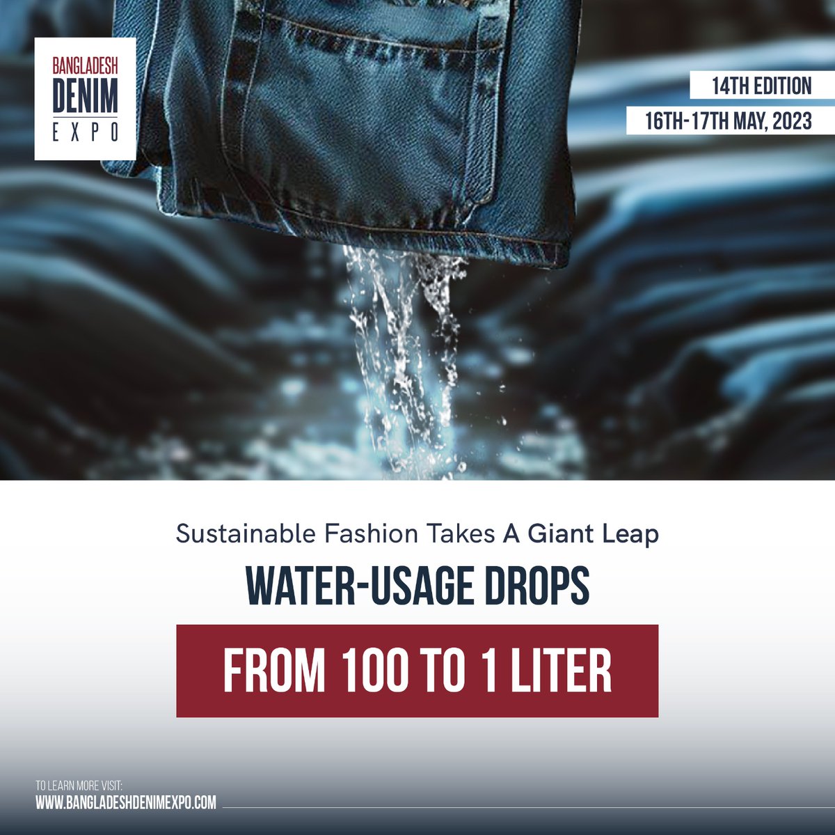 Bangladesh Denim Expo (@bddenimexpo) on Twitter photo The famous Spanish finishing company <a href="/Jeanologia/">Jeanologia</a> has come up with its latest technologies to reduce water consumption in garment manufacturing. It can reduce water usage from 100 to 1 liter from the fabric making to the finished garment.
#denim #bddenimexpo #denimlover #bde2023 The famous Spanish finishing company <a href="/Jeanologia/">Jeanologia</a> has come up with its latest technologies to reduce water consumption in garment manufacturing. It can reduce water usage from 100 to 1 liter from the fabric making to the finished garment.
#denim #bddenimexpo #denimlover #bde2023