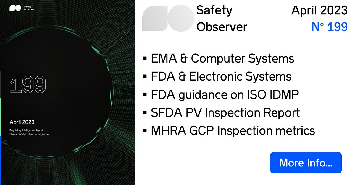 SafetyObserver's tweet image. New MHRA GCP Inspections Metrics Report:
4 Critical Findings related to Pharmacovigilance...
Our latest #Pharmacovigilance Regulatory Intelligence Report is out ! Read the Highlights and sign up for Free Alerts... bit.ly/3t4l5Pc