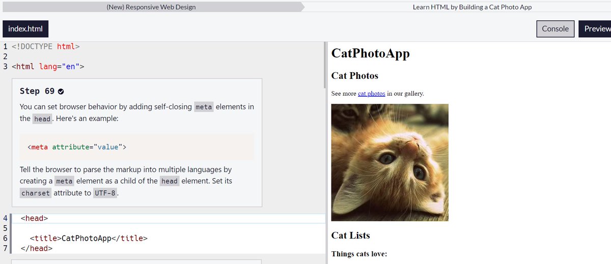 priyanka_ss12's tweet image. Day 1 to 5 of #100DaysOfCode 
- started #Freecodeacademy&apos;s responsive web design course and completed module 1 and 2 of it  by building CatPhotoApp and coffee menu 
- learnt html and basic css from this course
- completed all html assignements of #FrontendWithVishal