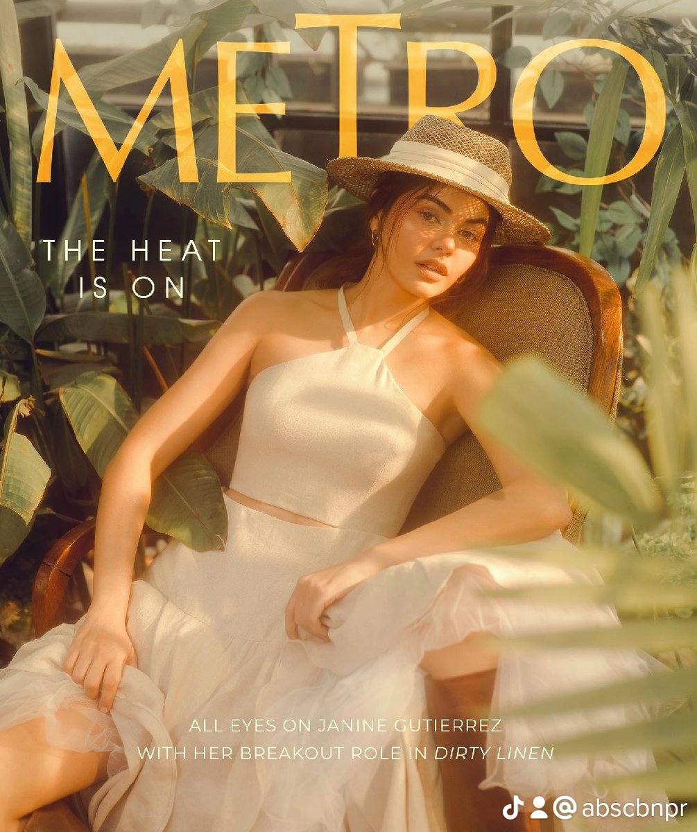 kowalerts's tweet photo. JANINE GUTIERREZ BRINGS THE HEAT IN METRO’S APRIL COVER

Kapamilya actress Janine Gutierrez exudes a sultry and charismatic image as she takes over the April cover of Metro, wearing top international and local designer ensembles. This would be Janine's third time to be on Metro's cover, and this time she kicked off the summer campaign in a secret garden-inspired fashion shoot.

In the exclusive Metro cover story, Janine detailed that she often gets recognized outside because of her role in the revenge-drama series “Dirty Linen.”

“I’ve always wanted to carve out my own career and I’m happy kasi when I go out now, people know that my name on ‘Dirty Linen’ is Mila or Alexa,” she shared. “Parang ’yun talaga ’yung kinaka-happy ko na they’re starting to latch onto my work instead of who my parents are.”

She also talked about the challenge of playing dual characters in the hit series.

“Actually, every time I go to work for Dirty Linen, as in super happy talaga ako ’cause it’s something that I’ve always wanted to do—that kind of gray character. You can’t say she’s good kasi ’di ba, nagre-revenge din siya but at the same time, may pinaglalaban siya and it’s very layered,” she said.

Janine likewise shared her experience working with seasoned actors—like John Arcilla and Joel Torre—in the series, her parents' reaction to her role, and her dream to make it in international film and TV festivals in her latest magazine cover.

Check out Janine’s cover story on https://t.co/QWqMTLwFIE. For more exclusive articles, follow @metrodotstyle on Facebook, Twitter, Instagram, and TikTok as well as Metro Magazine @metromagph on Instagram and Twitter and @Metro.Magazine on Facebook, or visit https://t.co/JuKPA0hVKe. #MetroXJanineGutierrezforDirtyLinen #MetroLovesJanineGutierrez.