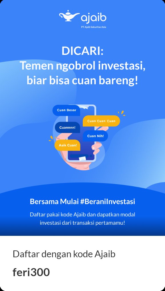 feriowh's tweet photo. Kuy buka rekening di bibit, pake kode 'feri300' yaa biar dapet saham gratis! https://t.co/lIHrlUefvc