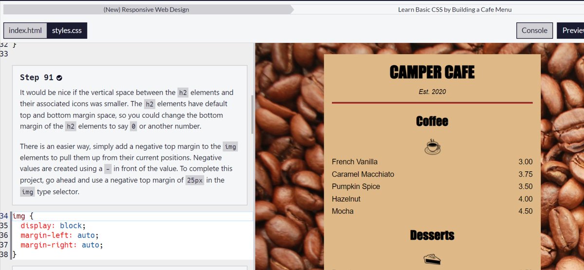 priyanka_ss12's tweet image. Day 1 to 5 of #100DaysOfCode 
- started #Freecodeacademy&apos;s responsive web design course and completed module 1 and 2 of it  by building CatPhotoApp and coffee menu 
- learnt html and basic css from this course
- completed all html assignements of #FrontendWithVishal