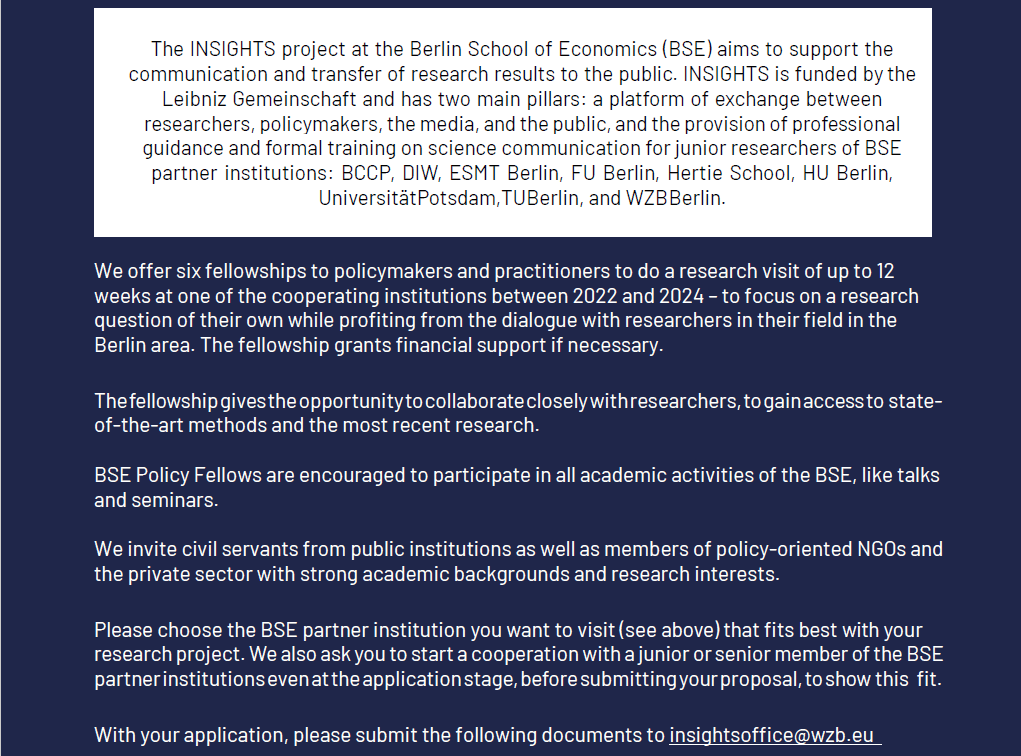 You've heard about fellowships for researchers visiting policy makers, but have you heard about 💫fellowships for policy makers visiting researchers 💫
