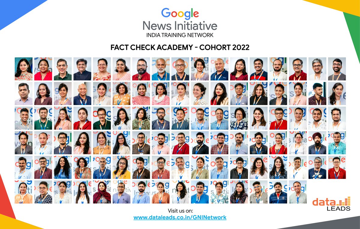 data_LEADS's tweet image. In 2022 @GoogleNewsInit  India Training Network expanded. Inducted 100 new trainers, 5 new languages, 2 training topics #ClimateChangeVerification &amp;amp; #DataVerification. 

Now the new cohort is sharing their learning in newsrooms across India &amp;amp; making everyday a #FactCheckingDay