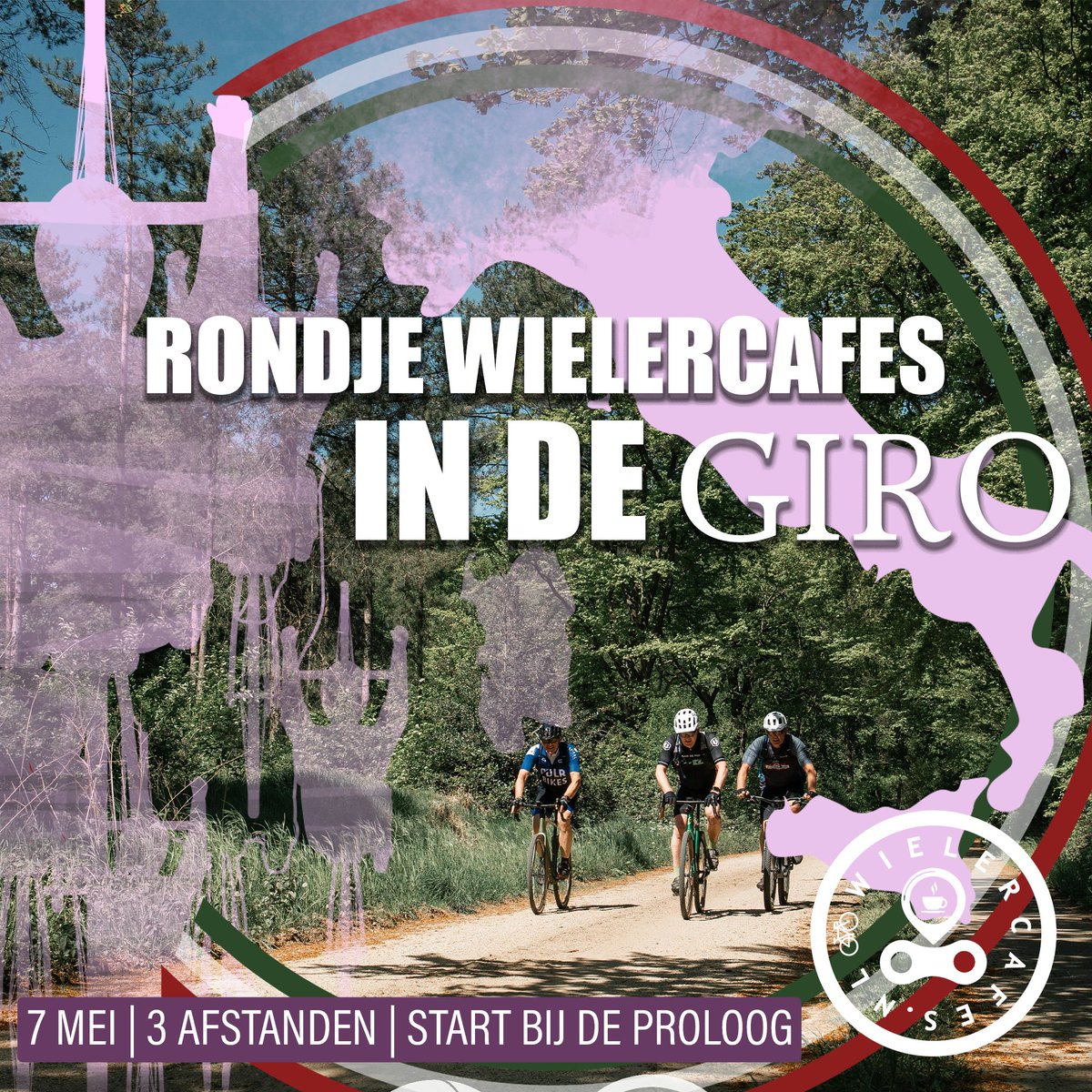 🌞 Zondag 7 mei 2023: 🧡 Rondje Wielercafes in de Giro 🩷 met routes van 75, 100 en 130 kilometer. Op naar het voorjaar! 🤩 -> wielercafes.nl/toertochten/ro… <a href="/berryvdenbrink/">DeProloog</a> <a href="/cafecadans/">Cafecadans</a> #rwg #wielercafe #toertocht #Giro #giroditalia #wielrennen