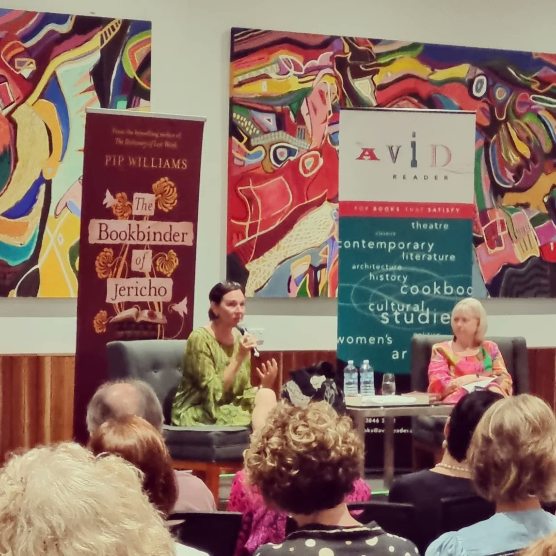 What a thrill hearing from #PipWilliams. I looooved #thedictionaryoflostwords. Like, Pip told us tonight,  I, too, had a soft spot for Tilda, who apparently makes a reappearance. Thanks, #AvidReader, for a great night. Easter wknd reading 📚 sorted. #thebookbinderofjericho