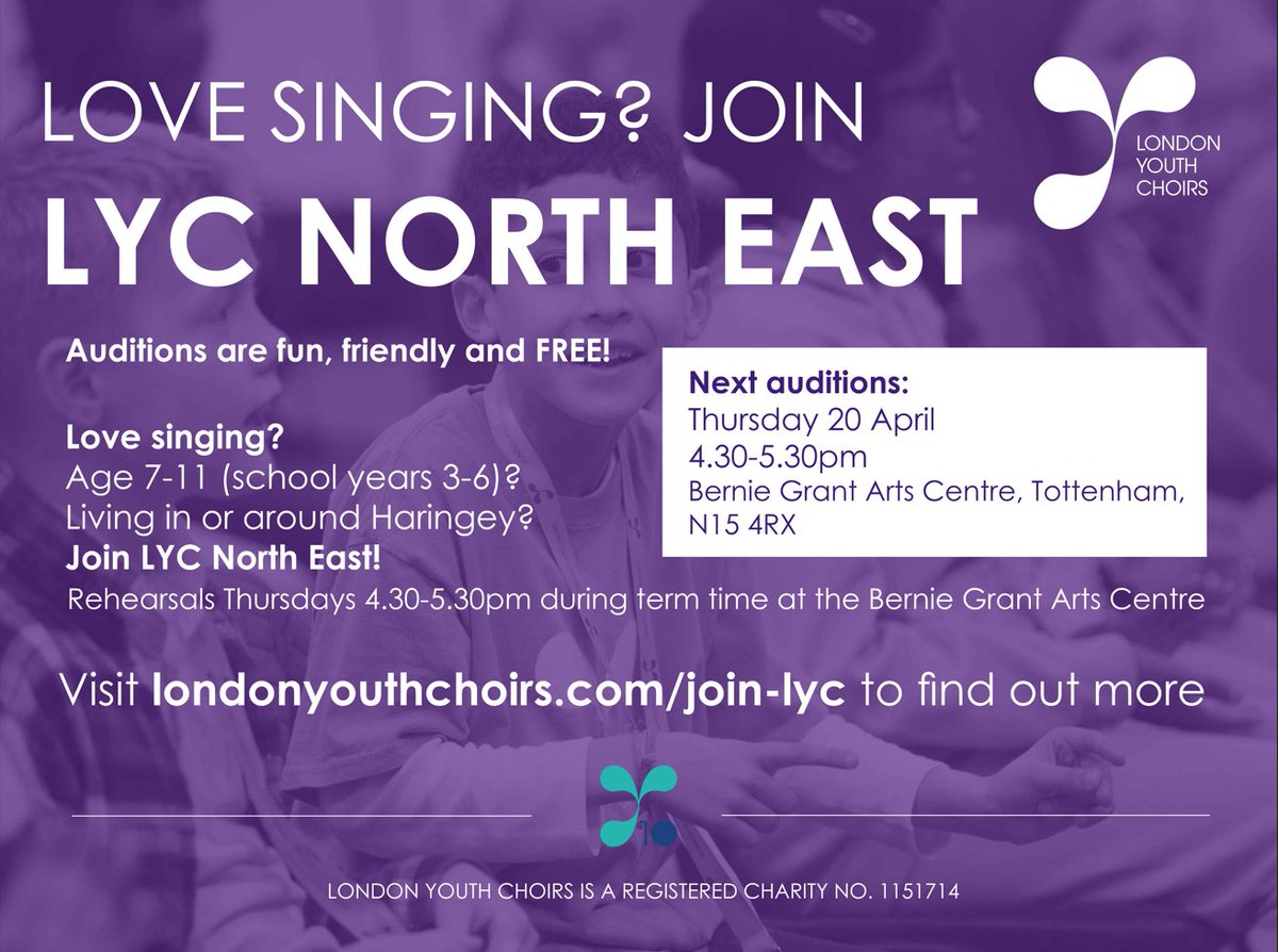 📣 JOIN LYC NORTH EAST - chance to sing in @RoyalAlbertHall 📣 🎶 Love singing? 😀 Age 7-11 (school years 3-6)? 📍 Based in or around Haringey? 📝 Sign up NOW to audition on Thursday 20 April 😍 Auditions are fun, friendly and FREE! 👋 buff.ly/2T0vkE2
