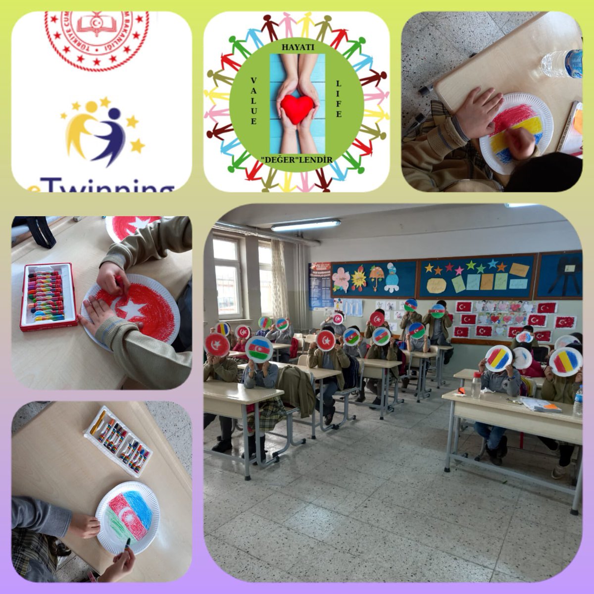 KurtulusIlk's tweet photo. Okulumuz Sınıf Öğretmeni Merve AĞRAŞ tarafından eTwinning üzerinde Romanya ve Azerbaycan’da bulunan proje ortağı öğretmenlerle Değerler Eğitimi olarak ‘Hayatı Değerlendir’ isimli projesini verimli ve eğlenceli bir şekilde sürdürmektir. @omertekesmia @skaygusuz @s__karakurt https://t.co/sLr6IJQXXr