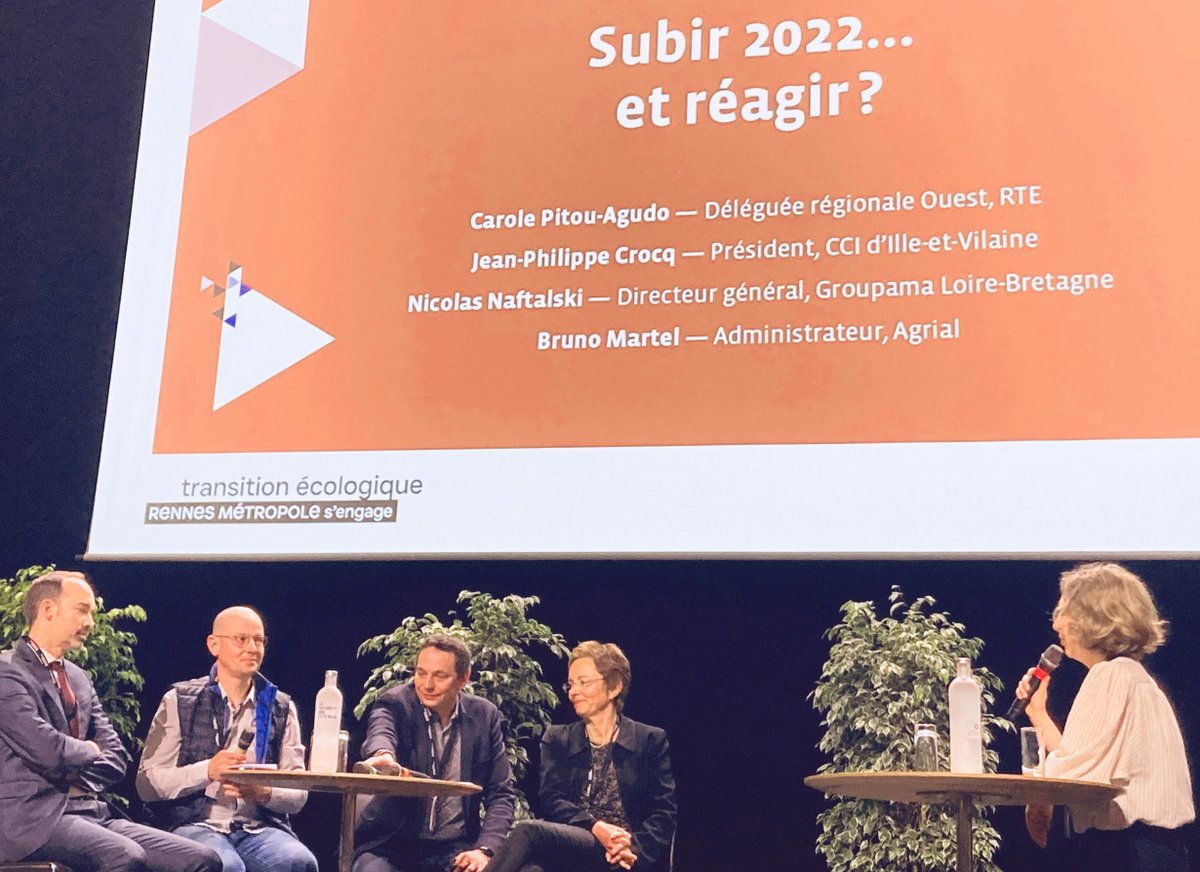 Ce matin, à la Conférence Locale du Climat de <a href="/metropolerennes/">Rennes Ville et Métropole</a>, nous avons échangé avec Bruno Martel, <a href="/CrocqJp/">jean philippe </a> et <a href="/CPitouAgudo/">Carole Pitou-Agudo</a>, sur l'intensité des événements #climatiques 2022 et sur les enjeux pour les années à venir.