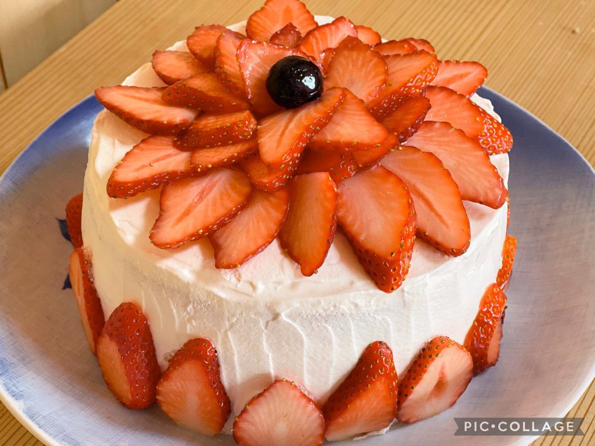 Gen_shironeko's tweet photo. 本気で誕生日ケーキ作ってみました！🎂いちごショートケーキです！🍓 https://t.co/lxMVRyxEft