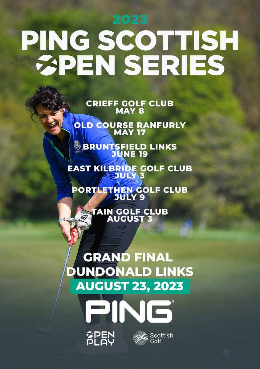 Fancy joining the fun of the <a href="/PINGTourEurope/">PING Golf Europe</a> Scottish Open Series? Our opening event of 2023 is coming up soon!🏌️

⛳️ <a href="/secretarycrieff/">Crieff Golf Club</a>
🗓️ May 8
💷 £43

Enjoy a great day out and enter with friends today! 👇
scottishgolf.org/national-compe…