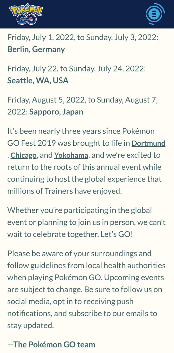 Pokémon GO Fest will take place in August with three live events and a global event to cap it off. 🇬🇧 London, England - August 4,5 and…