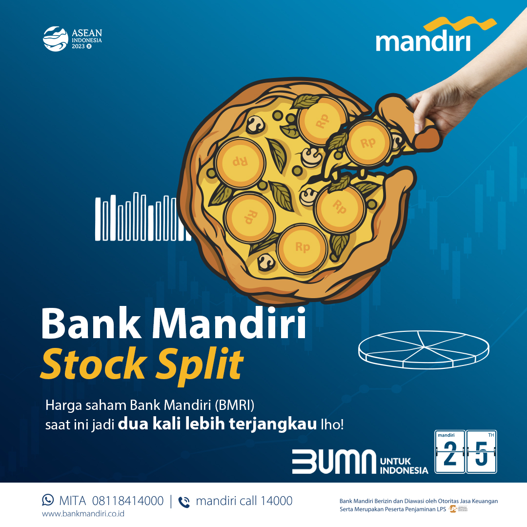 bankmandiri's tweet photo. Saham Bank Mandiri resmi stock split?! 😱

Kira-kira mekanismenya gimana sih? Yuk, cek selengkapnya di sini!

#BankMandiri #StockSplit #BeritaMandiri https://t.co/AJAQXYiuIp