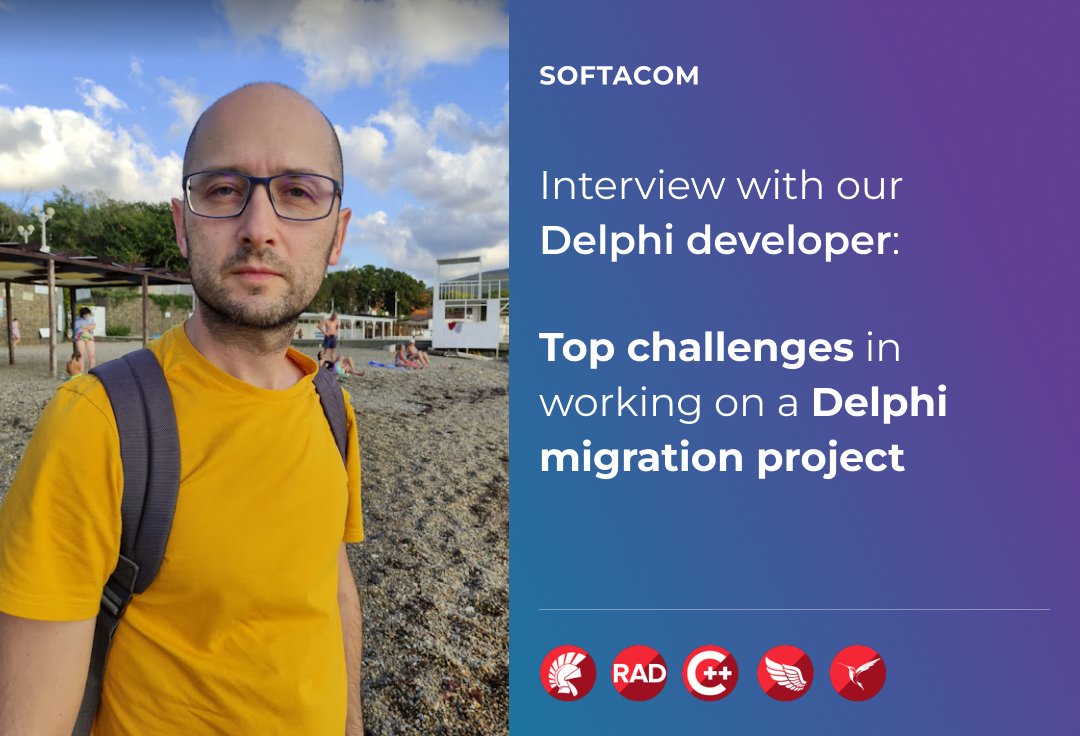 natali110686's tweet photo. What are the most challenging tasks in Delphi migration? Our experienced developer explained how he usually deals with all the difficulties.

https://t.co/no0Ho1YHgX

#Delphi #Embarcadero #Interview #DelphiDeveloper #DelphiMigration #DelphiProject #SoftwareMigration https://t.co/XbobrUqDsN