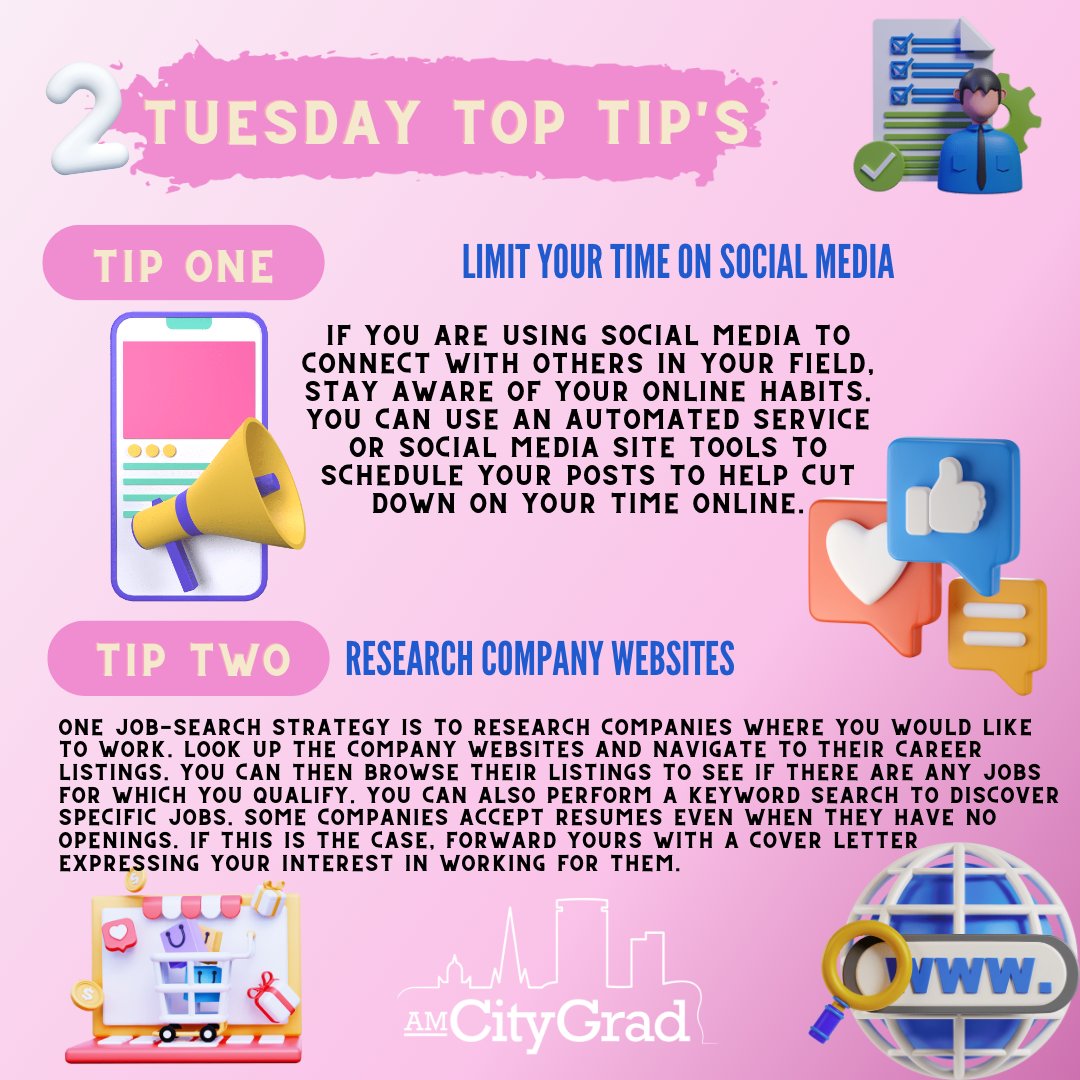 AMCityGrad's tweet image. These are our Tuesday Top Tips on how to get ahead of the job market 

Utilising our platform is the easiest way but thats for you to find in the link bellow 

amcitygrad.com

#advice #recommendations #suggestions #instructions #pointers #secrets
