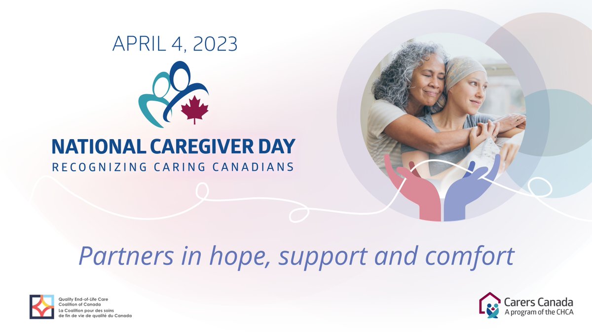 Join the members of the Quality End-of-Life Care Coaliton of Canada to celebrate #NationalCaregiverDay  @CarersCanada @HeartandStroke @NICElderly @ElizzTweets @AlzCanada @CBCN @CSRT_tweets @MHCC_ @VirtualHospice @CanadianHPCAssn @palliumcanada 

👉carerscanada.ca/national-careg…