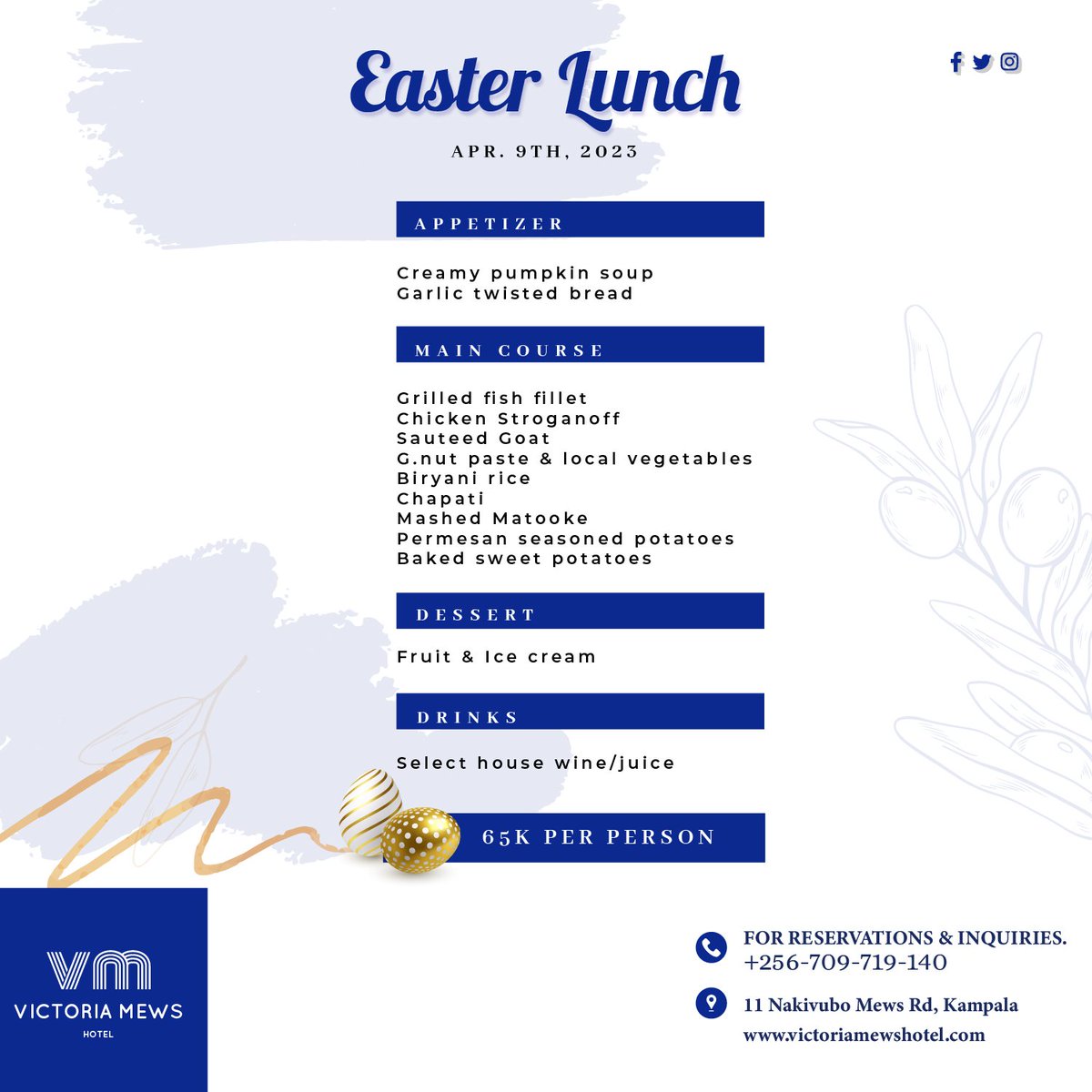 Hop into the Easter spirit with our special lunch at Victoria Mews Hotel! Our chefs have prepared a mouth-watering feast that will tantalize your taste buds and delight your senses. 

#EasterLunch #EasterFeast #LuxuryHotel #VictoriaMewsHotel