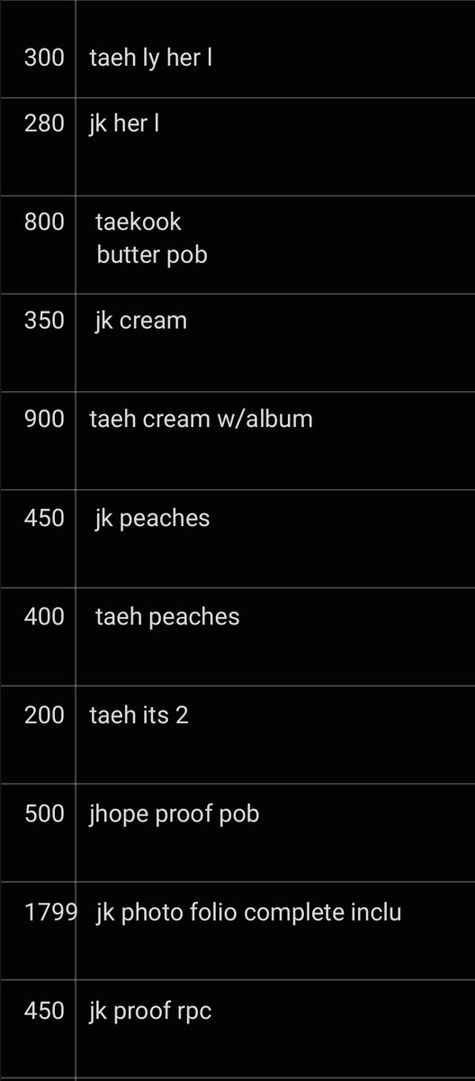 . . . wts lfb bts ph #thvkoosells .ᐟ ✴︎

🛒 taekook pcs
𓏔 prices in 2nd pic + pf
𓏔 all in mint condi
𓏔 payo 
. . . reply mine or dm to claim!

T. wts lfb ph bts taekook taehyung jungkook butter pob photocard pc peaches cream