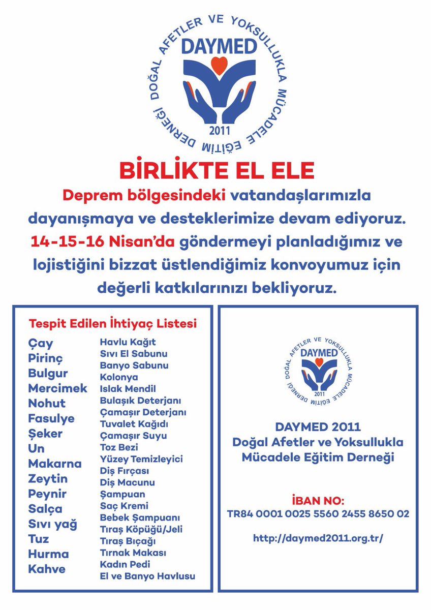Birlikte el ele…

#deprem #daymed2011 #hatay #afad #aramakurtarma #eğitim #yoksulluklamücadele #yardım
