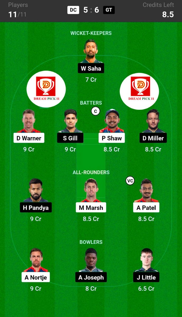DreamPick11's tweet photo. Dream11 | PlayTeam | MY11Circle | Captain | TeamIPL
#IPL2023 #JioCinema #teampick #dream11 #dreampick11 #liveIPL #JioTV 
#RishabhPant https://t.co/2OYyvqPhYF