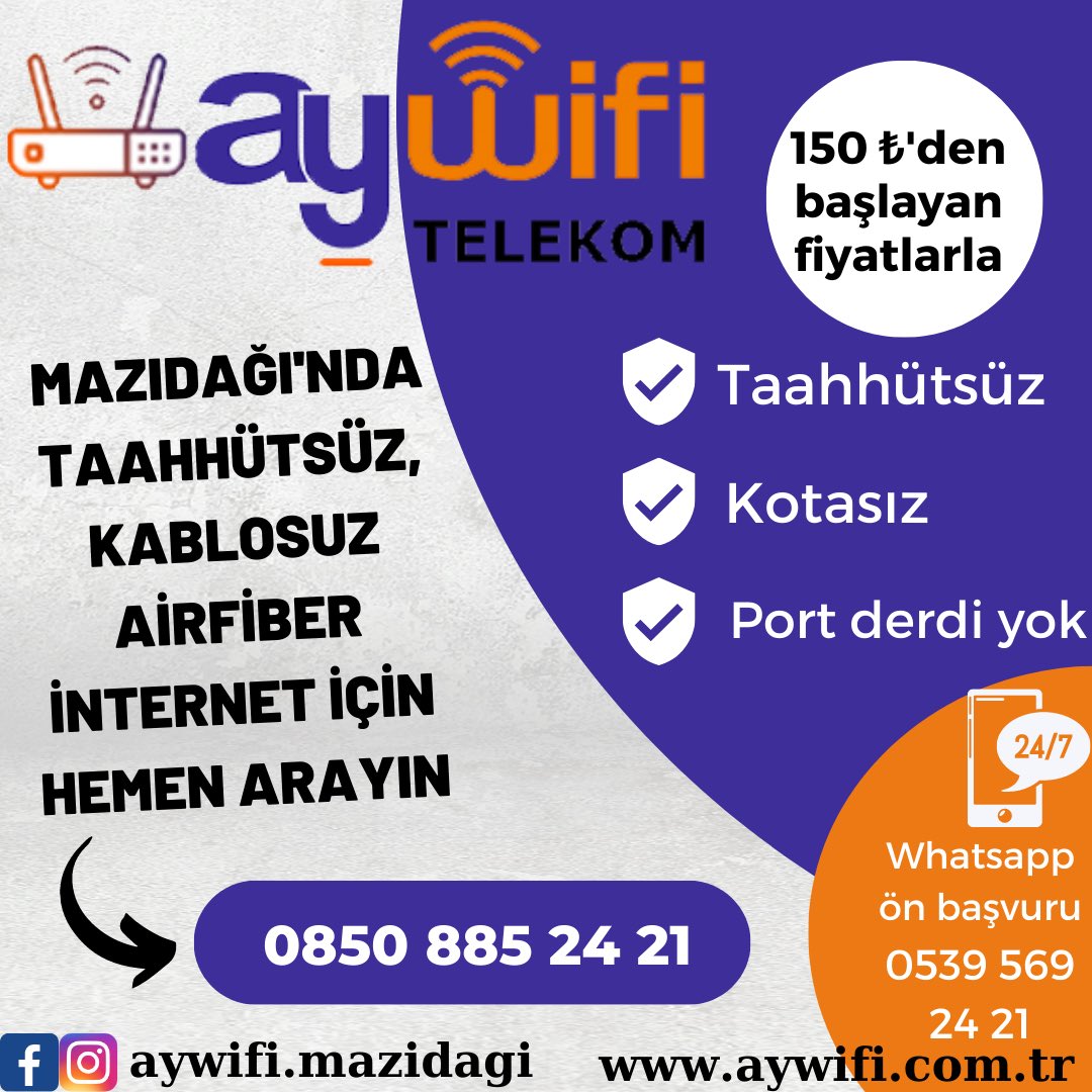 Aywifi_mazidagi's tweet photo. #aywifi telekom olarak #mardin #mazıdağı nda taahhütsüz, kablosuz , sınırsız internet hizmeti vermeye başladık. Sizlerimde  evinde, işyerinde internet ihtiyacınız var ise, hemen bizi arayın. https://t.co/gVxA3CSDY6