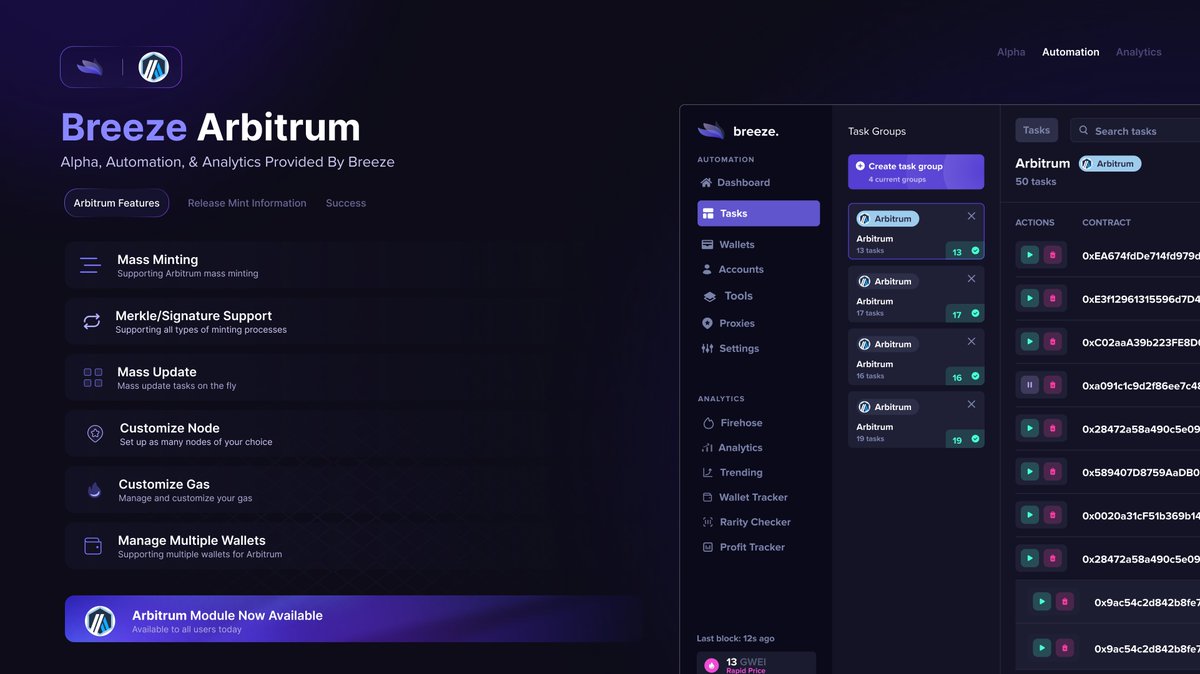 BreezeAIO's tweet photo. Introducing two new minting modules, Arbitrum and zkSync! 💫

A true all-in-one tool.

Join our Discord for an exclusive giveaway! 🥳  https://t.co/aRn2UEANMk https://t.co/8y32VY05Cb