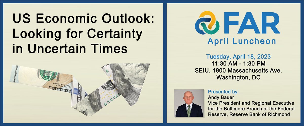 Back by popular demand!

Join FAR at our April Luncheon on April 18th when Andy Bauer will provide an overview of the US economy. Bauer’s information is easy to understand and his style is engaging – this is a session you don’t want to miss!

lnkd.in/gvKxTVsJ