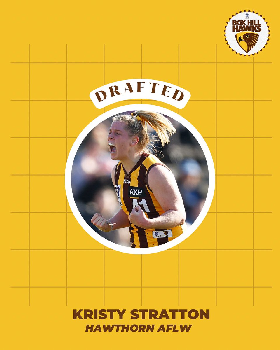Huge congratulations to <a href="/kstratts26/">kristy stratton</a> who was drafted by <a href="/hawthornaflw/">Hawthorn FC AFLW</a> tonight! 🤩