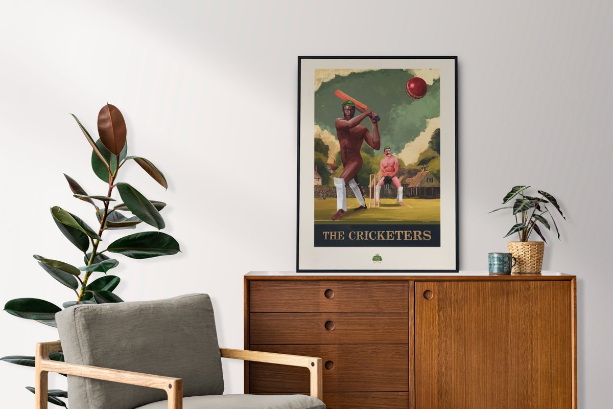 British artist @Reubendangerman created ‘The Cricketers’, a fun take on a classic sign 🏏 Purchase your print here: stellapubsigns.com #StellaPubSigns