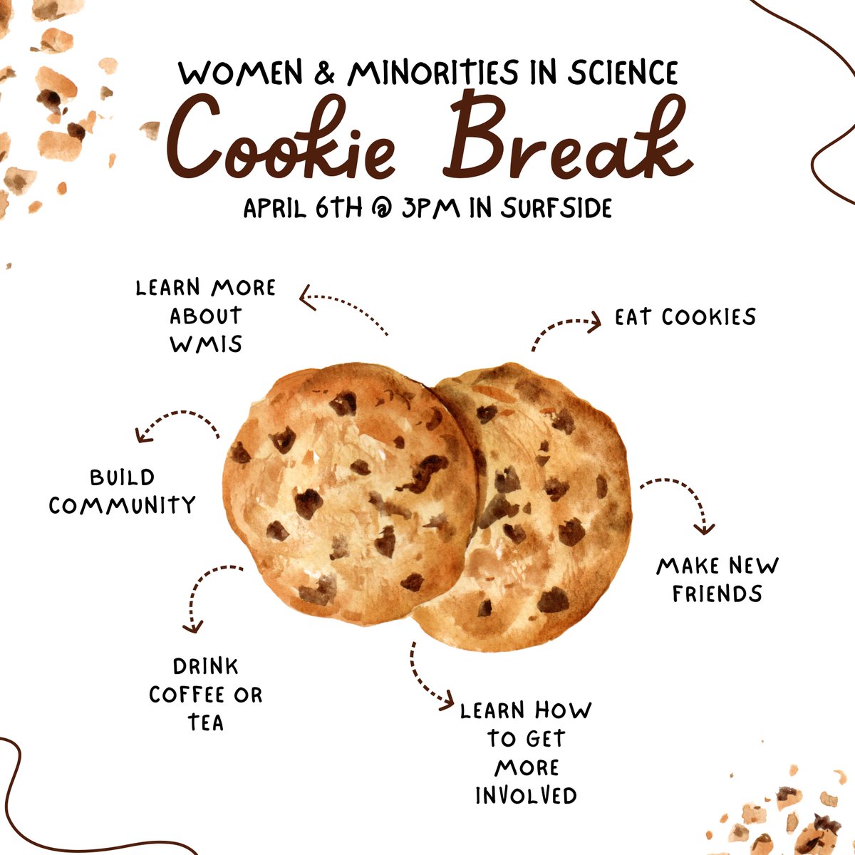 Women and Minorities in Science at SIO (@wmis_sio) on Twitter photo Join us as we kick off the Spring quarter! This Thursday, April 6 at 3 PM we will have cookies at Surfside <a href="/Scripps_Ocean/">Scripps Institution of Oceanography</a>! 🍪🍪🍪
Come by for a quick snack, learn about WMIS, and chats with friends. Hope to see you there! 🧡 Join us as we kick off the Spring quarter! This Thursday, April 6 at 3 PM we will have cookies at Surfside <a href="/Scripps_Ocean/">Scripps Institution of Oceanography</a>! 🍪🍪🍪
Come by for a quick snack, learn about WMIS, and chats with friends. Hope to see you there! 🧡