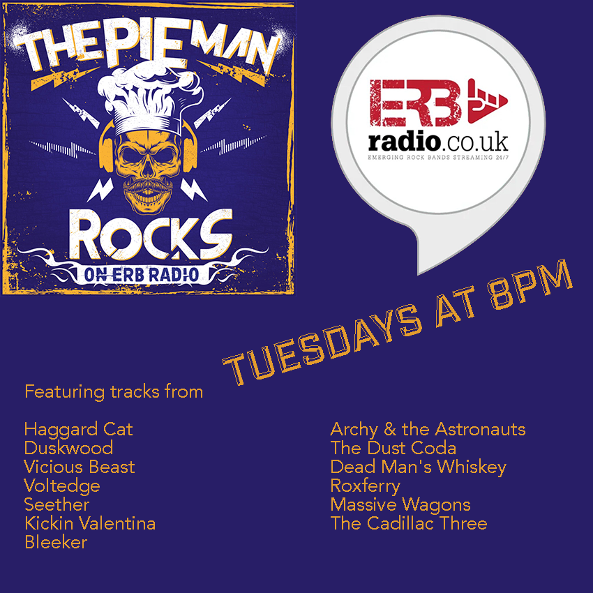 ERB Radio - This account has been archived (@erb_radio) on Twitter photo Gary Cox welcomes in Spring on #ThePieManRocks tonight at 8pm with tracks from <a href="/theHaggardCat/">Haggard Cat</a> // @duskwoodmusic // <a href="/seether/">Seether</a> // @kickinvalentina // @bleekerofficial // <a href="/the_astro_bros/">Archy & the Astronauts</a> // <a href="/TheDustCoda/">The Dust Coda</a> // <a href="/deadmanswhiskey/">Dead Man's Whiskey</a> // <a href="/roxferryband/">Roxferry</a>... Gary Cox welcomes in Spring on #ThePieManRocks tonight at 8pm with tracks from <a href="/theHaggardCat/">Haggard Cat</a> // @duskwoodmusic // <a href="/seether/">Seether</a> // @kickinvalentina // @bleekerofficial // <a href="/the_astro_bros/">Archy & the Astronauts</a> // <a href="/TheDustCoda/">The Dust Coda</a> // <a href="/deadmanswhiskey/">Dead Man's Whiskey</a> // <a href="/roxferryband/">Roxferry</a>...