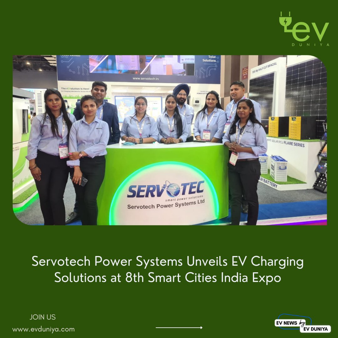 EVduniya's tweet photo. @servotech_ltd Unveils #EV #ChargingSolutions at 8th Smart Cities India Expo

For latest news and updates related to EV industry visit our website https://t.co/QrKAa7ilPO

-> Follow us on Instagram : https://t.co/lg8MdJC9t4

#electricvehicles #chargingstation #india #smartcity https://t.co/4FdAkZigmT