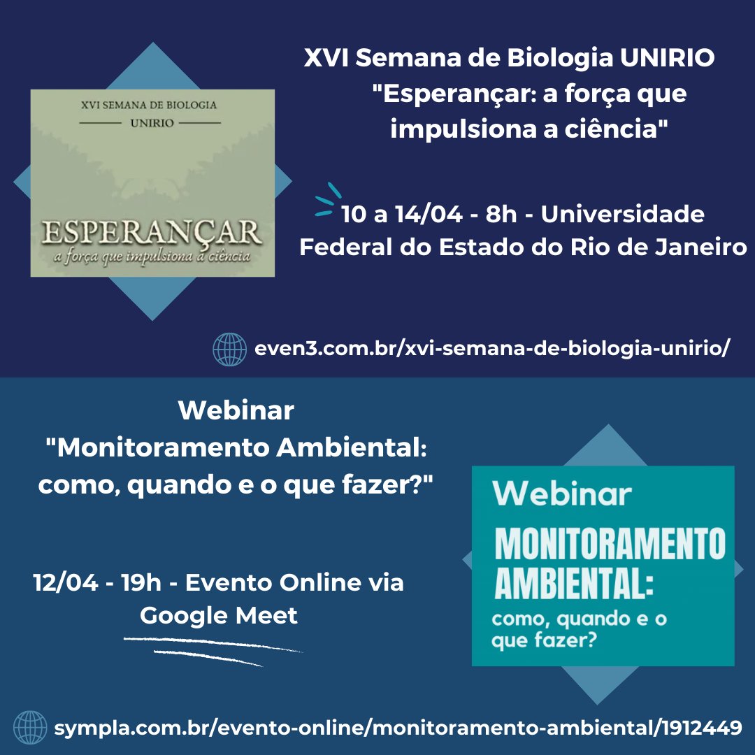 bibimpg_ufrj's tweet photo. Marque na agenda!
➡️ XVI Semana de Biologia UNIRIO
🖥: https://t.co/C9zMWLOOZA
➡️ Webinar - Monitoramento Ambiental
🖥: https://t.co/QlbEgpA5WF
#eventos #microbiologia #microbios #ciência #ufrj #impg #impgufrj #biologia #microbiologista #unirio #imunologia #saúde #ccs #ccsufrj https://t.co/9wcDPXAJI1