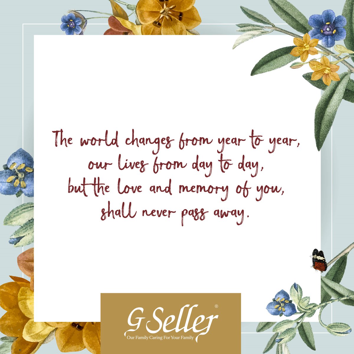 GSellerCo's tweet photo. Memories of our loved ones can never be taken away.
#comfortingwords #wordstocomfort #wordstosupport #supportivewords #memories #independentfuneraldirector #independentfuneraldirectors https://t.co/4XhcFBf8El