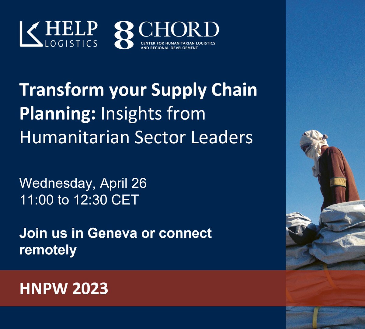 help_logistics's tweet photo. Learn how to unlock the potential of #supplychain planning for your organization. Join our session at the Humanitarian Networks and Partnerships Week #HNPW2023! @UNOCHA 
 
Register now on the #HNPW website to reserve your spot! https://t.co/gxK2o9hMH5 https://t.co/vmjtVD3rOF