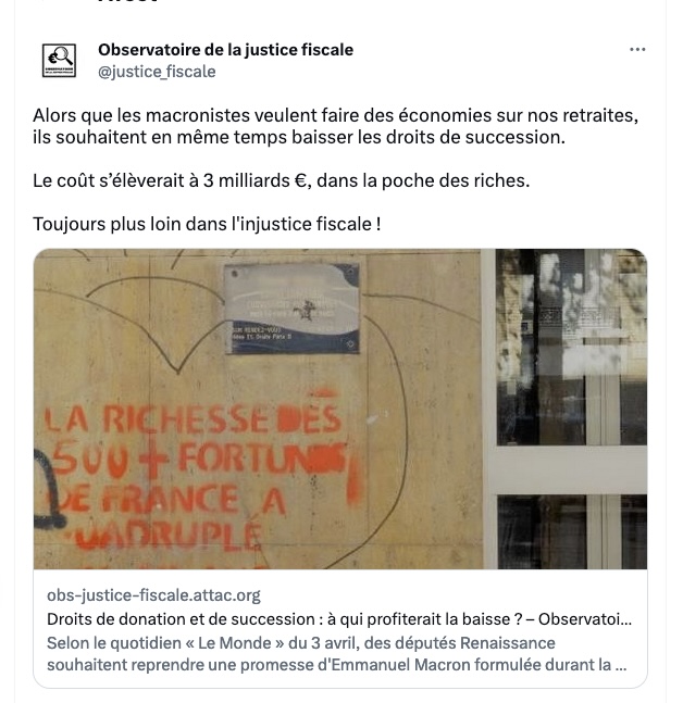 Nain_Portekoi's tweet image. En France 87% des héritages sont exonérés de frais de succession.
Donc le projet LREM de baisser les droits de succession c'est faire un cadeau au 13% des Français les plus riches.
De 3 milliards d'euros.
Simple.
Basique.