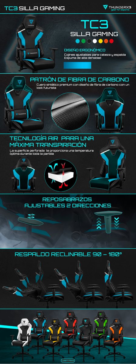 Desymancom's tweet photo. Sillas Gaming TC3 de ThunderX3 https://t.co/vhgjj4JSfy