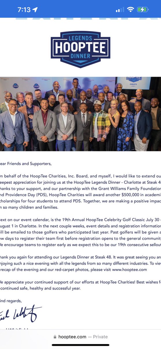 Thanks to all of Fred’s friends that came out last Monday night at <a href="/steak48/">Steak 48</a> to support his <a href="/HoopTeeCGC/">HoopTee</a> Dinner. Hosted by <a href="/Harp41/">Roman Harper</a> and music by <a href="/MarcusJohnson3k/">Marcus Johnson</a> it was a great night. Grateful that <a href="/Lowes/">Lowe's</a> was a sponsor as well. #GivingBack