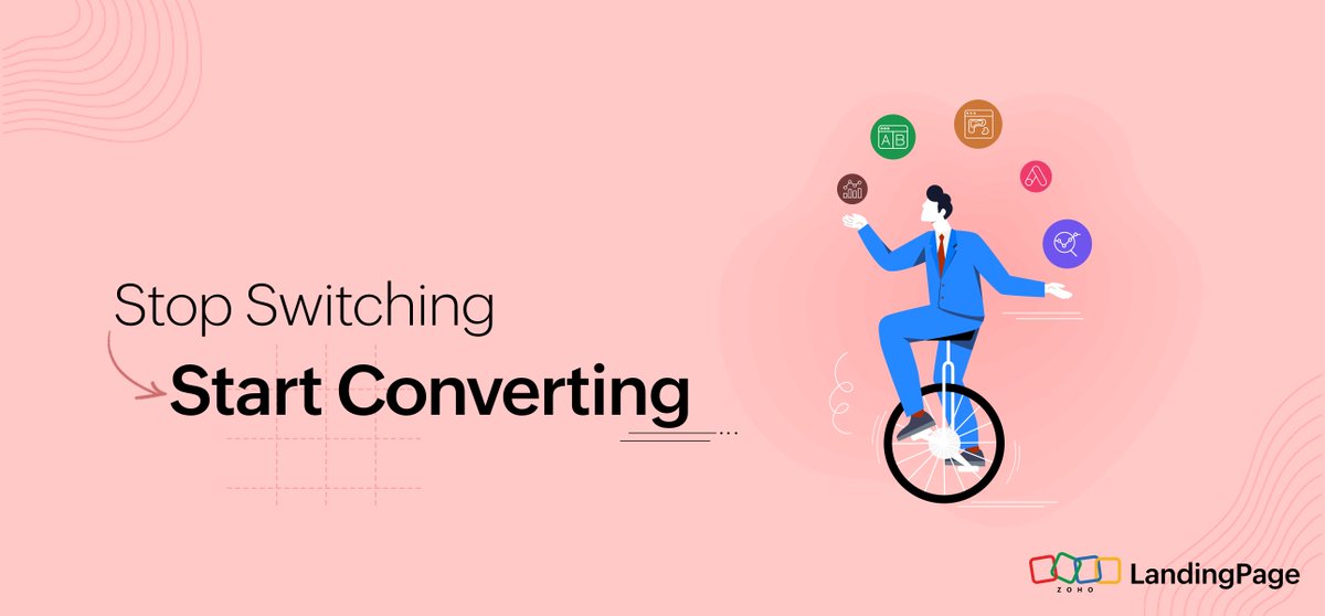 ZohoLP's tweet photo. Using multiple tools for landing page marketing? Why keep switching when you can access heat maps, audience metrics, A/B testing, CRM conversion, and Google Ads reports right inside the Zoho LandingPage reports dashboard?
#ConversionOptimization #Landingpage #Marketingstack https://t.co/eomMTGJXL9