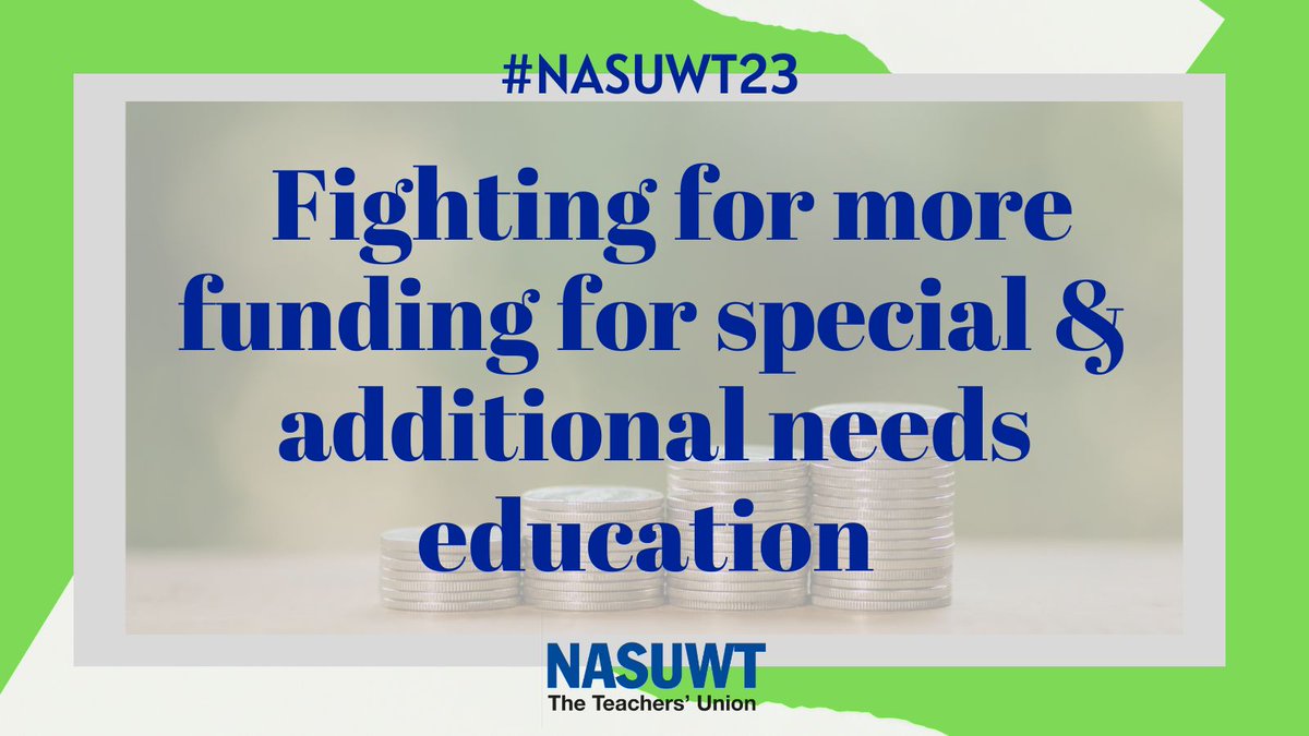 NASUWT's tweet photo. Teachers cannot be expected to pick up the pieces &amp; paper over the cracks of a broken special needs system.

We need more funding, urgency, scope &amp; ambition from government to ensure hundreds of thousands of children are not left behind.  #nasuwt23

https://t.co/tQGVsEGO1D https://t.co/uQR33XnXP4