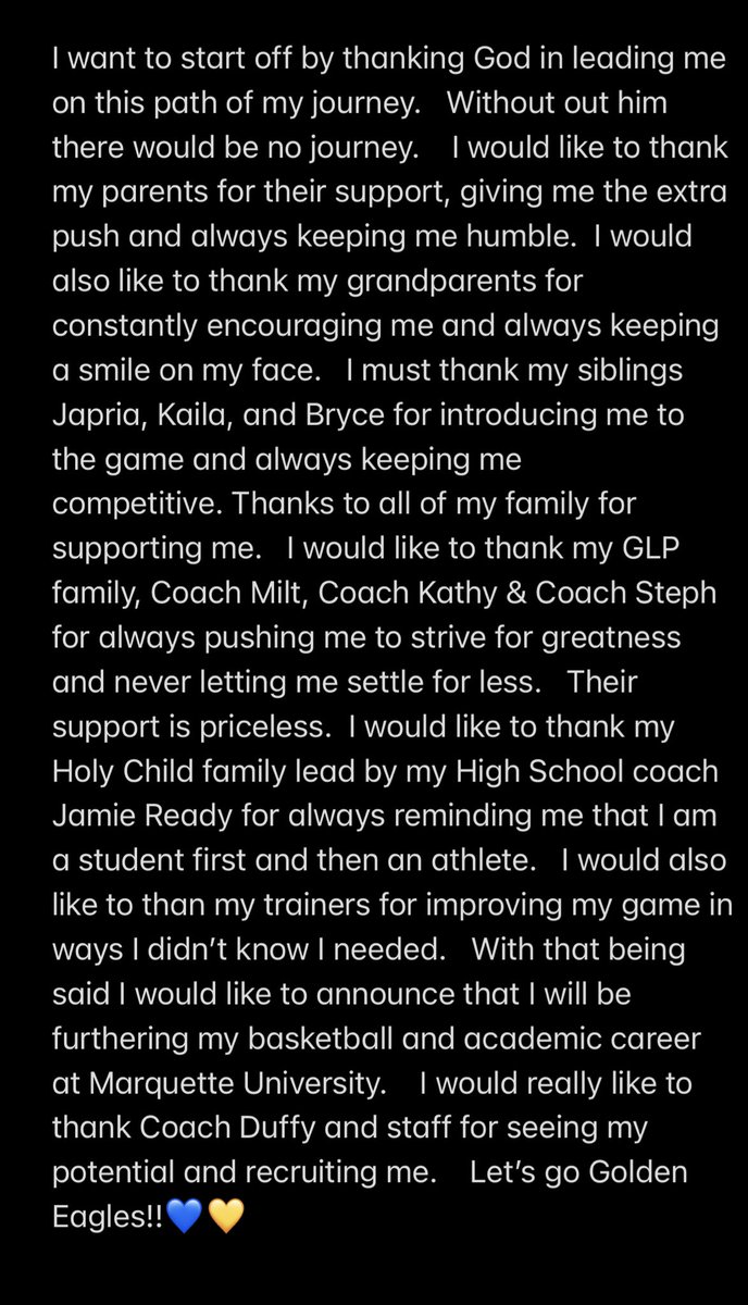 GO GOLDEN EAGLES !!💙💛 #committed <a href="/MarquetteWBB/">Marquette WBB</a> <a href="/GLP_Basketball/">GLP Basketball</a>