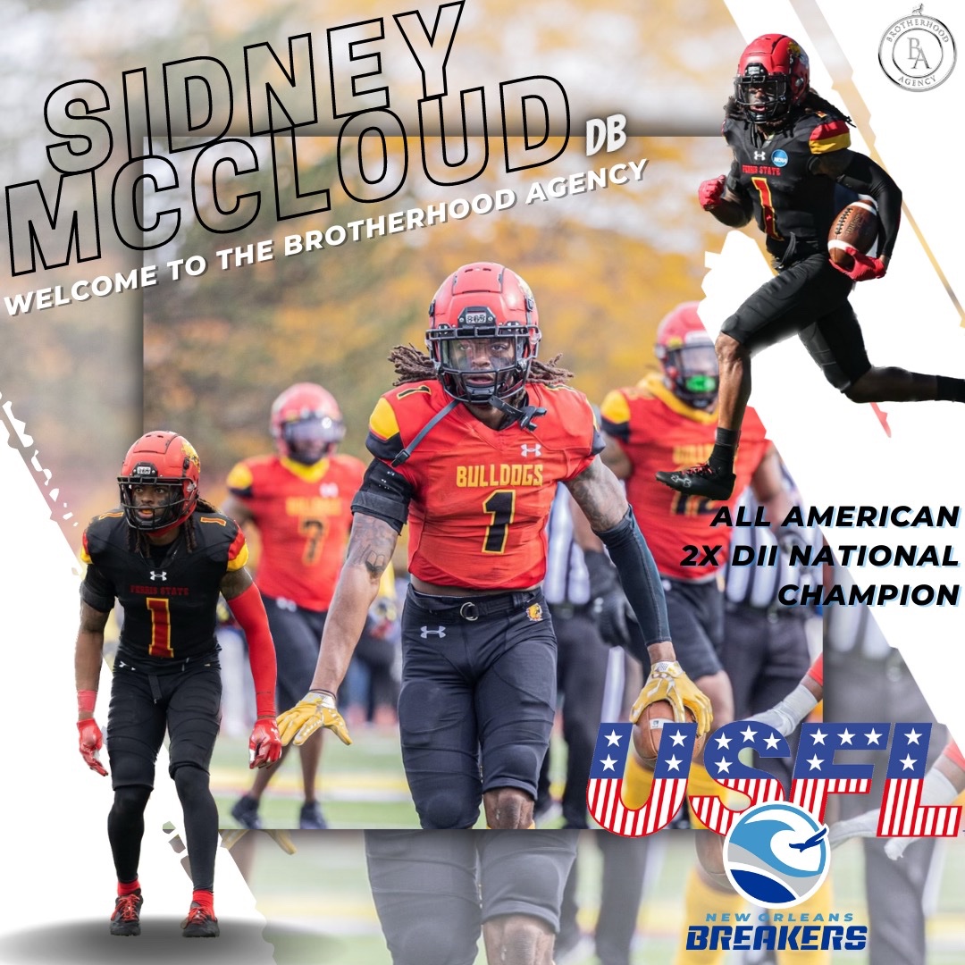 bhoodagency's tweet photo. Special S/O to All American CB Sidney MccLoud landing an opportunity with the @USFL @USFLBreakers ! #USFL #USFLBreakers #2023DraftClass https://t.co/braJlFa9QW