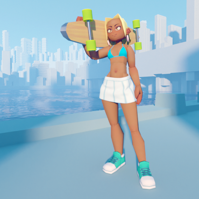OrsonTennis's tweet photo. Needed some learnin in rigging and animating so I turned Malina into a model.  Blender's cloth sim seems a pain, but haven't really looked at tutorials or anything yet. https://t.co/OWDr7U97Wx