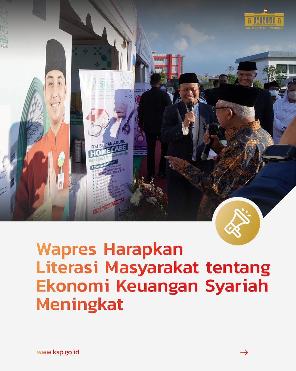 Tahukah #TuandanPuan? Survei Bank Indonesia tahun 2022 menyebutkan, indeks literasi ekonomi dan keuangan syariah nasional baru mencapai 23,3% loh.

#EkonomiSyariah #Wapres #KSP
