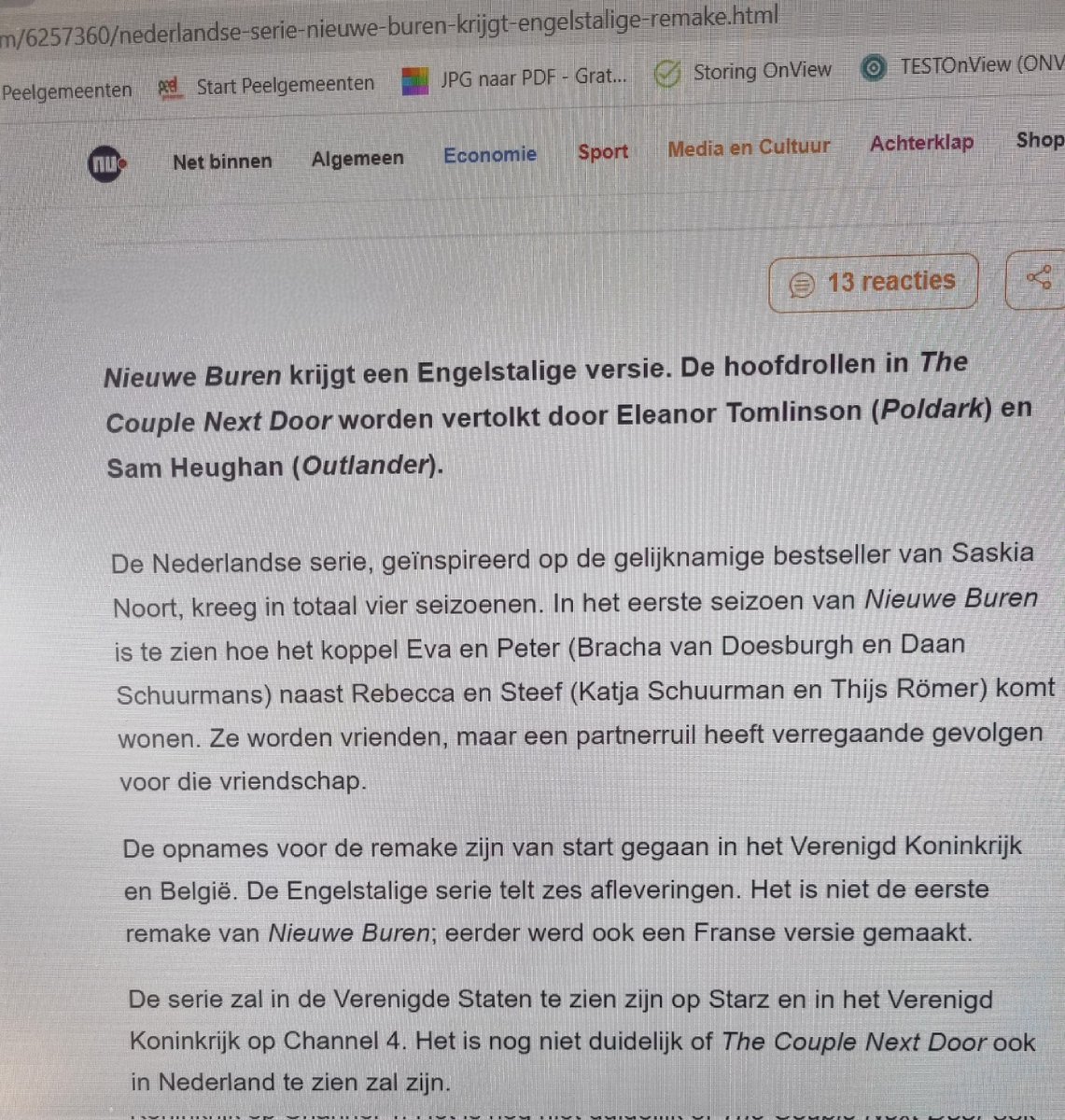 Look what i found on Nu.nl. (dutch news-site) a piece on The couple next door. <a href="/SamHeughan/">Sam Heughan</a> Soo exited for you🙌 the old series had 4 seasons. Who knows 🤔 <a href="/DutchPeakers/">Dutch Peakers™️</a> <a href="/DutchOutlanders/">Dae Ye Ken Dutch Outlanders</a> <a href="/MyPeakChallenge/">My Peak Challenge</a> @walkingpeakers